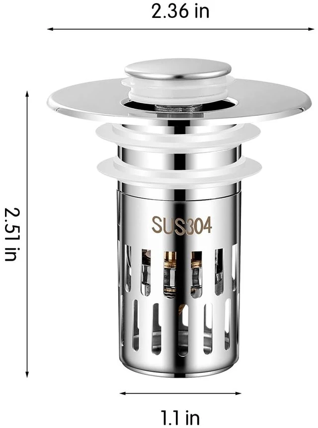 Alt view image 4 of 7 - Bathroom Sink Drain Strainer,Bathroom Sink Drain Stopper, Sink Drain Stopper,for Bathroom Sink Stopper Replacement,Bright Silver