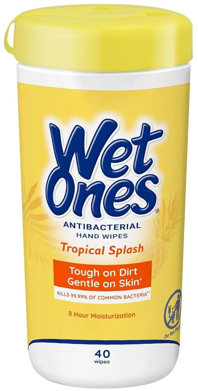 Main image of Wet Ones Antibacterial Hand Wipes, Tropical Splash, 40 ct Canister (1 Pack)