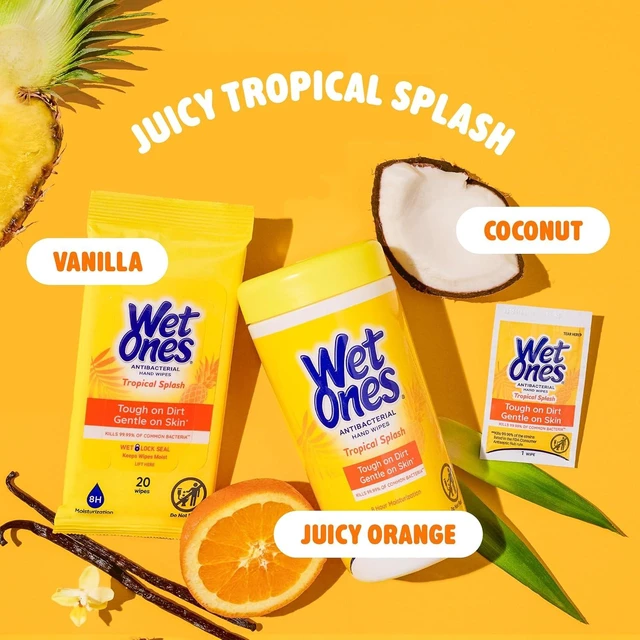 Alt view image 6 of 6 - Wet Ones Antibacterial Hand Wipes, Tropical Splash, 40 ct Canister (1 Pack)