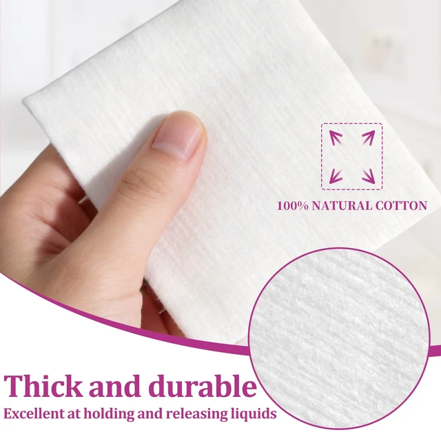 Alt view image 3 of 6 - Facial Cotton Pads, No Pressed Edges, 100% Natural Cotton, Super Soft, Hypoallergenic & Lint-Free, for Toner Application & Makeup Removal, Safe for Sensitive Skin(110 Count)
