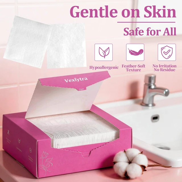 Alt view image 2 of 6 - Facial Cotton Pads, No Pressed Edges, 100% Natural Cotton, Super Soft, Hypoallergenic & Lint-Free, for Toner Application & Makeup Removal, Safe for Sensitive Skin(110 Count)