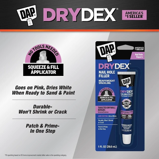 Alt view image 4 of 7 - DAP DryDex Dry Time Indicator Spackling, Pink/White, 1 oz (7079800944)