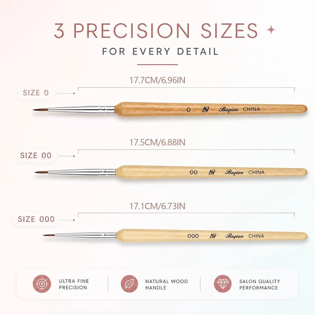 Alt view image 5 of 6 - Nail Art Liner Brushes 3 Pcs Fine Nail Liner Brush with Wooden Handle for Nail DIY