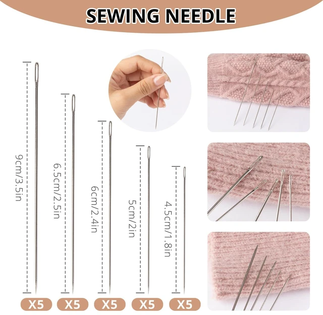 Alt view image 3 of 6 - ZMLLAYE Sewing Kit, 37 Pcs Big Eye Sewing Needles Set with Threader