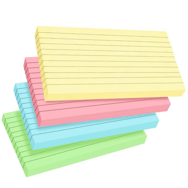 Main image of 200 Count Colored Index Cards 3x5 Inch Ruled Flashcards Notecards 4 Color (25 Sheets Each),Lined Study Card Portable Note Taking for School Office Home