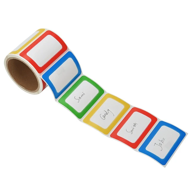 Alt view image 2 of 7 - 200 Stickers Colorful Plain Name Tag Labels, 3.5x2.25 Inch Border Name Tags