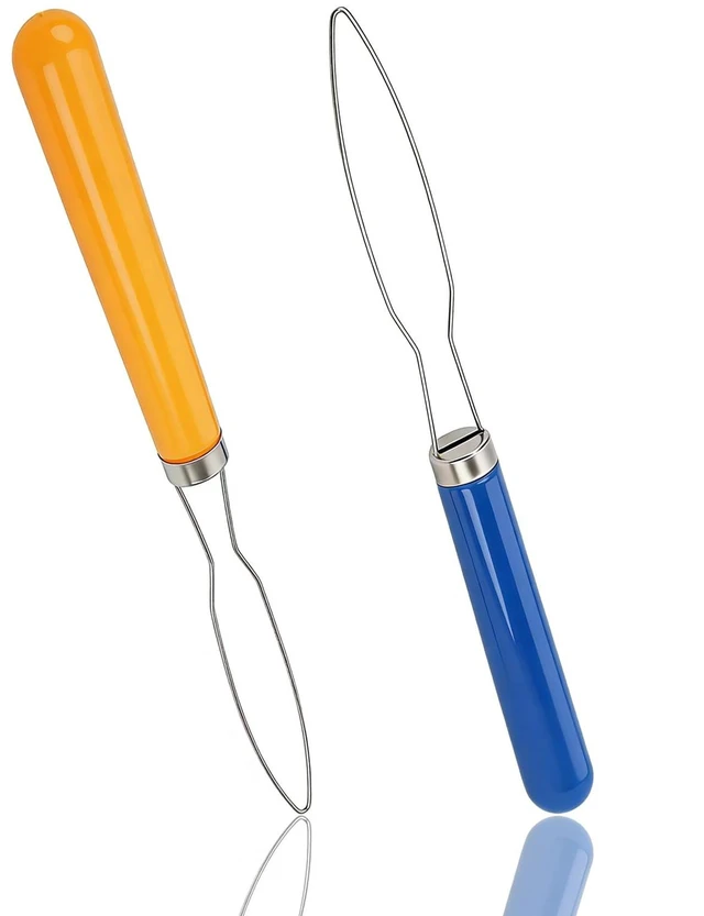 Main image of 2 Pcs Button Hook Dressing Aid with Comfort Grip Handle - One Hand Button Helper for Arthritis, Seniors & Independent Living (Random Colors)