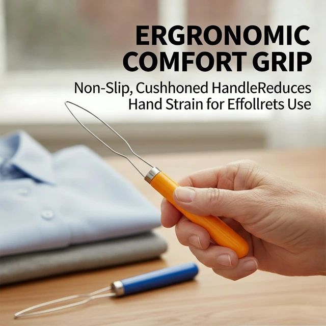 Alt view image 2 of 7 - 2 Pcs Button Hook Dressing Aid with Comfort Grip Handle - One Hand Button Helper for Arthritis, Seniors & Independent Living (Random Colors)