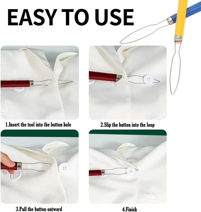 Alt view image 6 of 7 - 2 Pcs Button Hook Dressing Aid with Comfort Grip Handle - One Hand Button Helper for Arthritis, Seniors & Independent Living (Random Colors)