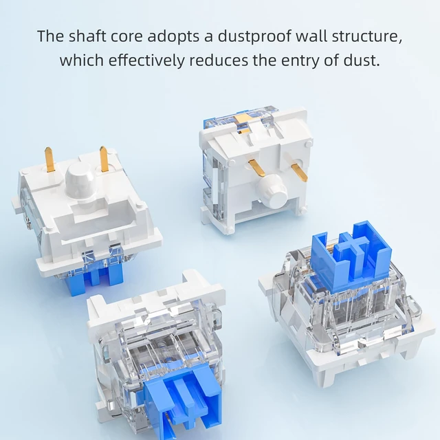 Alt view image 3 of 6 - Outemu(Gaote) Blue Switches for MX Mechanical Gaming Keyboard,3-Pin 50gf Clicky/RGB/DIY Replaceable/Dustproof Switches(20pcs)