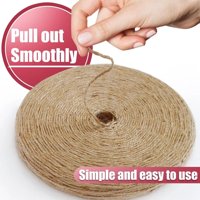 Alt view image 4 of 6 - PerkHomy 600 Feet Natural Jute Twine Long Twine String for Crafts Gift Wrapping Packing Gardening Crochet Knitting Macrame Decor (Brown 600feet Flat)