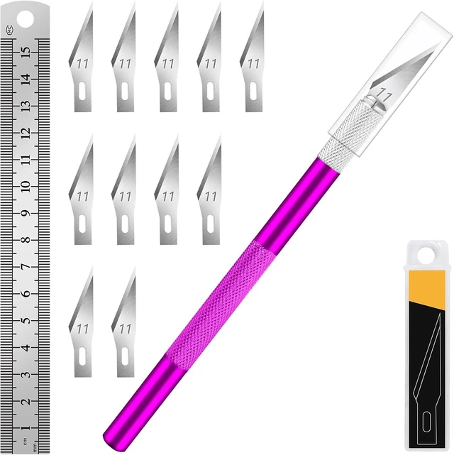 Main image of DIYSELF Craft Hobby Knife Set with 10 Extra #11 Blades, 6-Inch Metal Ruler