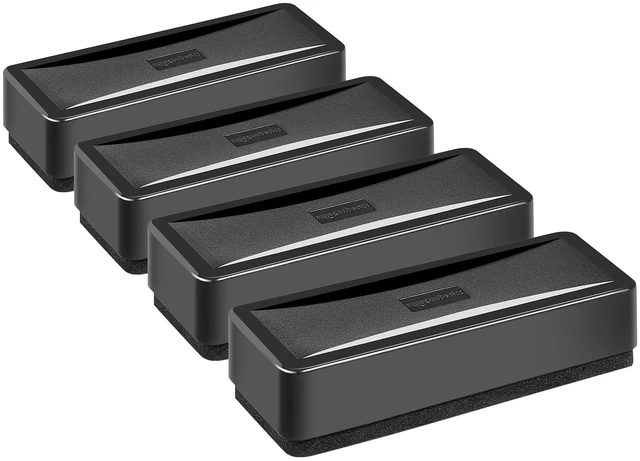 Main image of Amazon Basics Dry-Erase Whiteboard Erasers with Soft Pile, for School, Office, Home, and Classroom, Black, 4-Pack