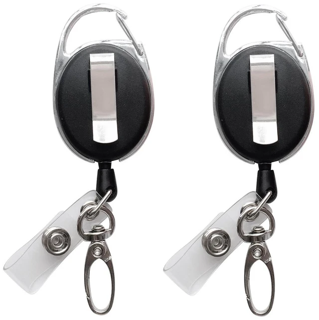 Main image of Retractable Badge Reel with Claw Clasp and Clip for Id Card Holders (2Pack)