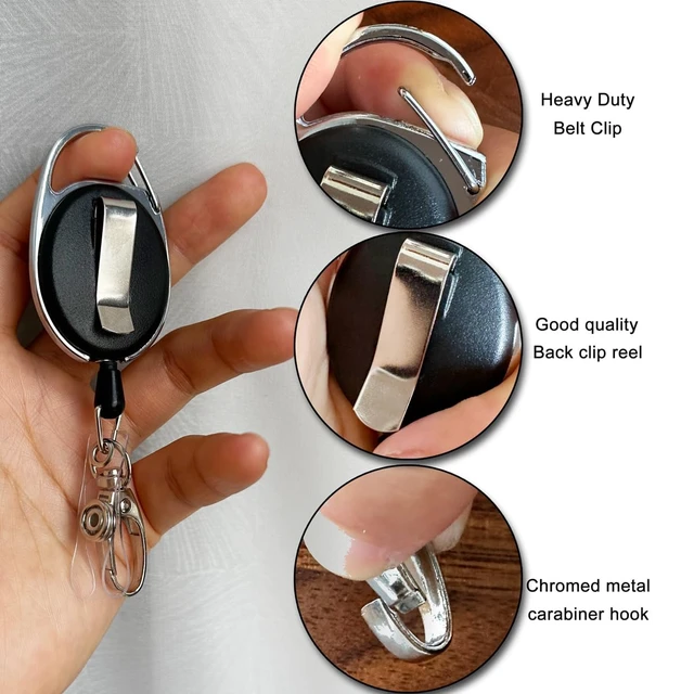 Alt view image 4 of 7 - Retractable Badge Reel with Claw Clasp and Clip for Id Card Holders (2Pack)