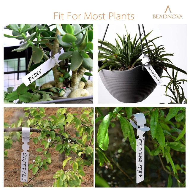 Alt view image 3 of 5 - BEADNOVA Tree Tags Plastic Plant Labels Wrap Around Hanging Tags Tree Markers Signs Nursery Labels for Plants Garden (120Pcs, White)