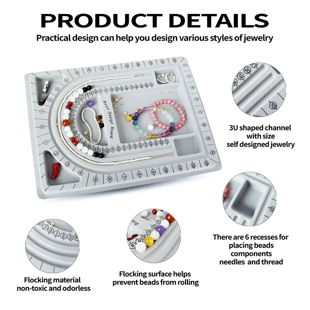 Alt view image 5 of 6 - Bead plate, bead measuring plate, jewelry design tray, bead design table, suitable for necklace, jewelry production, design, measurement, DIY production