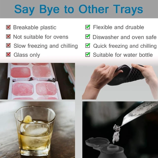 Alt view image 4 of 6 - Silicone Mini Ice Cube Trays 3 Pack, 160 Crushed Ice Cube Molds Easy Release Small Ice Cube for Chilling Whiskey Cocktail, Kitchen Gadgets Stackable Ice Trays, Specialty Accessories Tool for Freezer