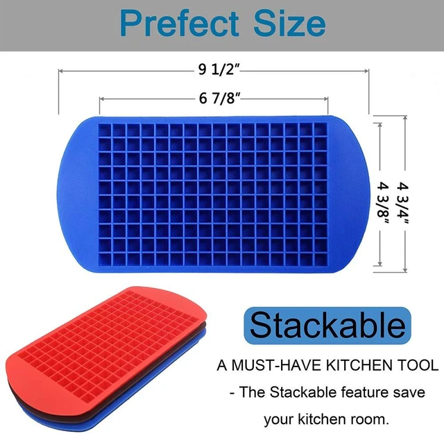 Alt view image 6 of 6 - Silicone Mini Ice Cube Trays 3 Pack, 160 Crushed Ice Cube Molds Easy Release Small Ice Cube for Chilling Whiskey Cocktail, Kitchen Gadgets Stackable Ice Trays, Specialty Accessories Tool for Freezer