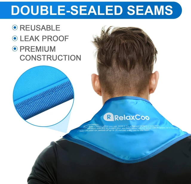 Alt view image 2 of 6 - RelaxCoo Neck Ice Pack Wrap, Reusable Gel Ice Pack for Neck Shoulders, Cold Compress Therapy for Pain Relief, Injuries, Swelling, Bruises, Sprains, Inflammation and Cervical Surgery Recovery