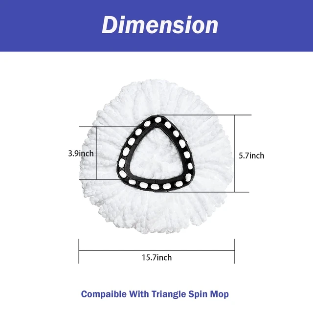 Alt view image 6 of 6 - Spin Mop Replacement Head 4 Pack Mop Refill Compatible with Ocedar Triangle Swivel Mops Microfiber Swivel Mop Refill,Deep Clean,Machine Washable and Easy to Replace