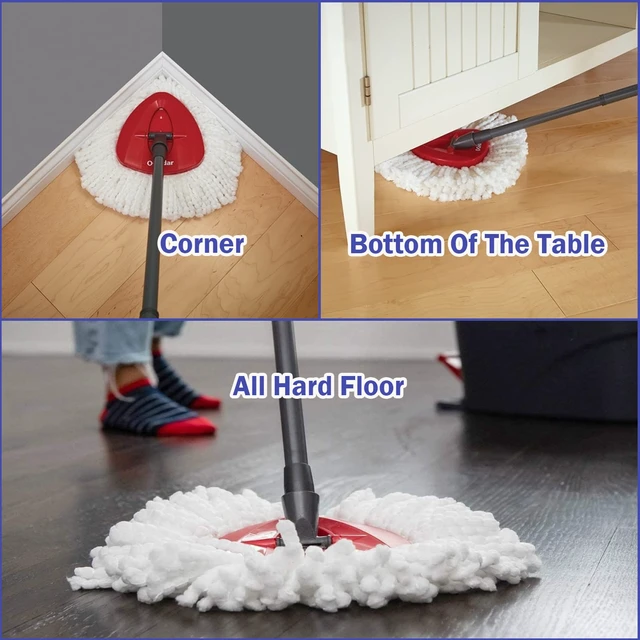 Alt view image 4 of 6 - Spin Mop Replacement Head 4 Pack Mop Refill Compatible with Ocedar Triangle Swivel Mops Microfiber Swivel Mop Refill,Deep Clean,Machine Washable and Easy to Replace