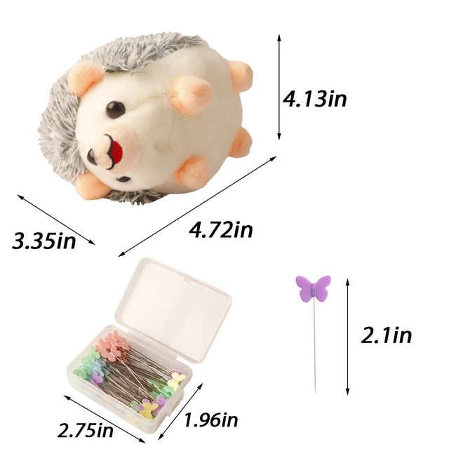 Alt view image 2 of 7 - Hedgehog Shaped Pin Cushion Sewing Kit with 100 Colored Pins
