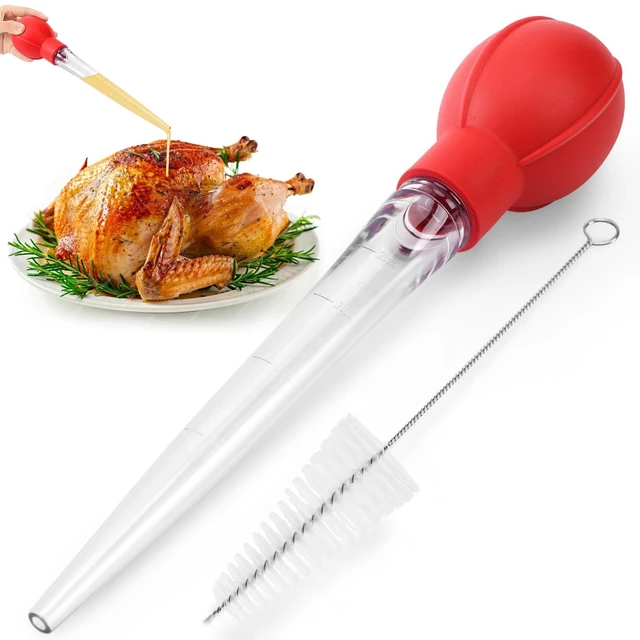 Main image of OLESBUR Premium Turkey Basters for Cooking Baster Syringe for Hot Liquids Meat and Food Injector Essential Thanksgiving Cooking Tool Turkey Baster Large with Cleaning Brush (Red)