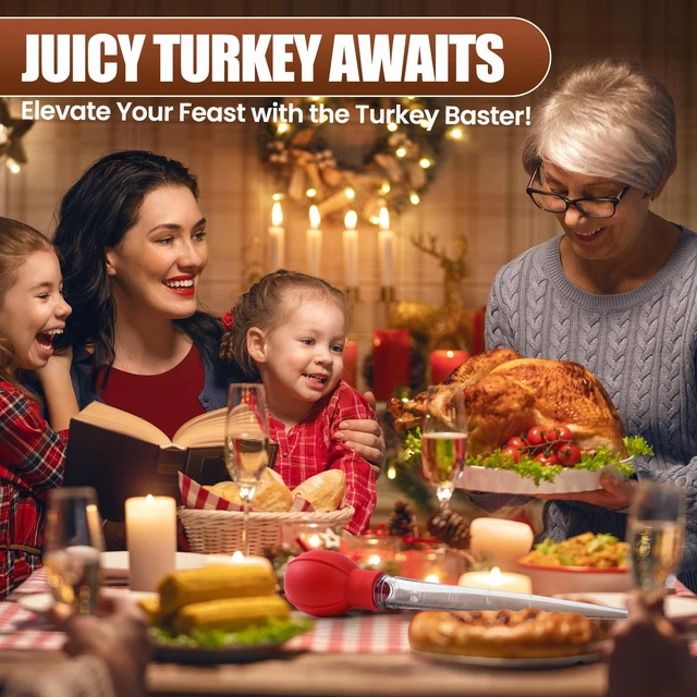 Alt view image 7 of 7 - OLESBUR Premium Turkey Basters for Cooking Baster Syringe for Hot Liquids Meat and Food Injector Essential Thanksgiving Cooking Tool Turkey Baster Large with Cleaning Brush (Red)