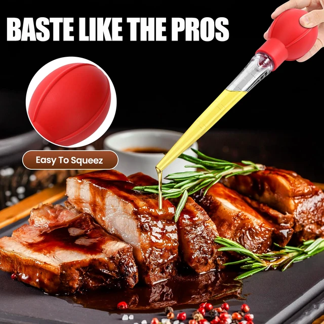 Alt view image 3 of 7 - OLESBUR Premium Turkey Basters for Cooking Baster Syringe for Hot Liquids Meat and Food Injector Essential Thanksgiving Cooking Tool Turkey Baster Large with Cleaning Brush (Red)