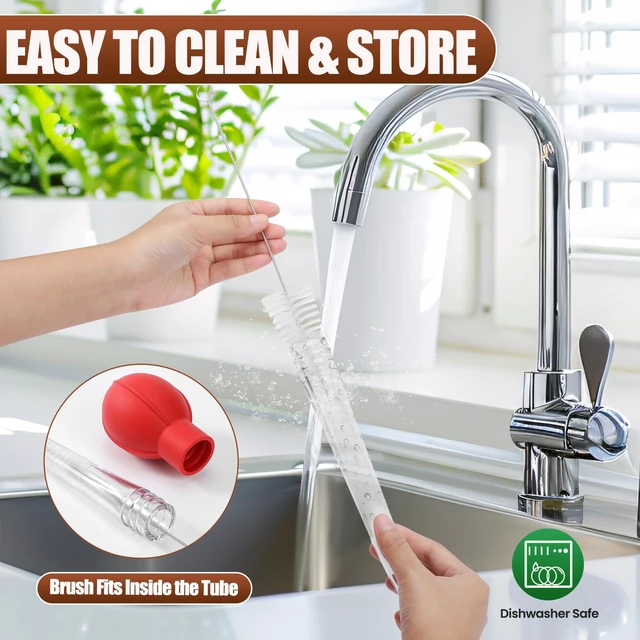 Alt view image 4 of 7 - OLESBUR Premium Turkey Basters for Cooking Baster Syringe for Hot Liquids Meat and Food Injector Essential Thanksgiving Cooking Tool Turkey Baster Large with Cleaning Brush (Red)