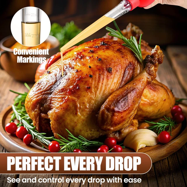Alt view image 6 of 7 - OLESBUR Premium Turkey Basters for Cooking Baster Syringe for Hot Liquids Meat and Food Injector Essential Thanksgiving Cooking Tool Turkey Baster Large with Cleaning Brush (Red)