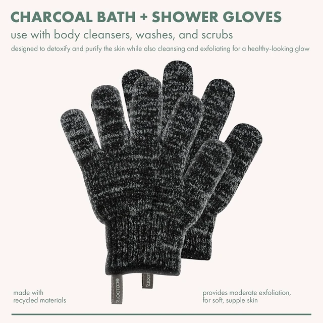 Alt view image 2 of 5 - EcoTools Charcoal Exfoliating Bath + Shower Gloves, 1 Pair
