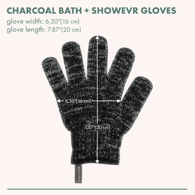 Alt view image 5 of 5 - EcoTools Charcoal Exfoliating Bath + Shower Gloves, 1 Pair