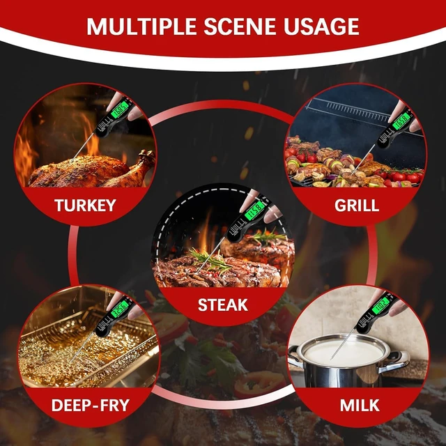Alt view image 5 of 6 - Cooking Thermometer,IP67 Waterproof Meat Thermometer Digital