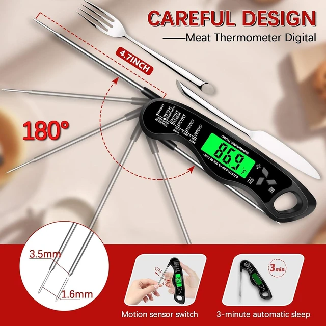 Alt view image 6 of 6 - Cooking Thermometer,IP67 Waterproof Meat Thermometer Digital