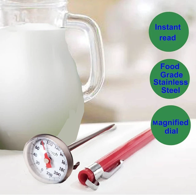 Alt view image 3 of 6 - Kitchen Food-Cooking Meat Coffee Thermometer Pocket Espresso Thermometer for Milk Foam Frothing Chocolate Water Temperature Stainless Steel 1" Dial 5" Long Stem