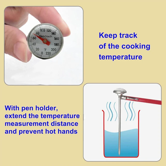 Alt view image 2 of 6 - Kitchen Food-Cooking Meat Coffee Thermometer Pocket Espresso Thermometer for Milk Foam Frothing Chocolate Water Temperature Stainless Steel 1" Dial 5" Long Stem
