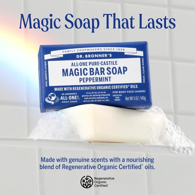 Alt view image 4 of 6 - Dr. Bronner's Pure-Castile Bar Soap, Peppermint, 5 oz, 1-Pack