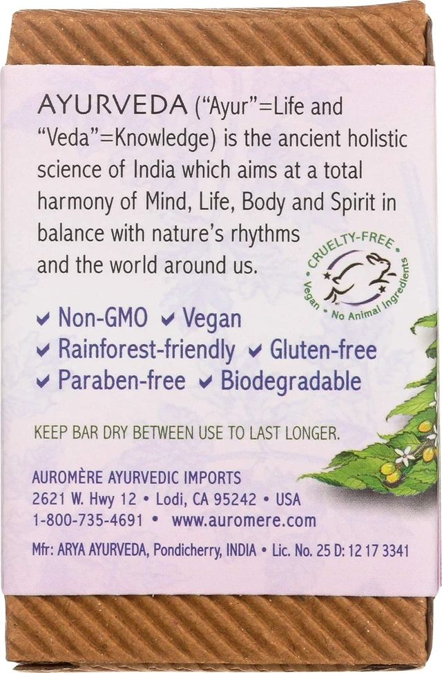 Alt view image 4 of 5 - Auromere Ayurvedic Bar Soap, Himalayan Rose - Eco Friendly, Handmade, Vegan, Cruelty Free, Natural, Non GMO (2.75 oz), 1 pack