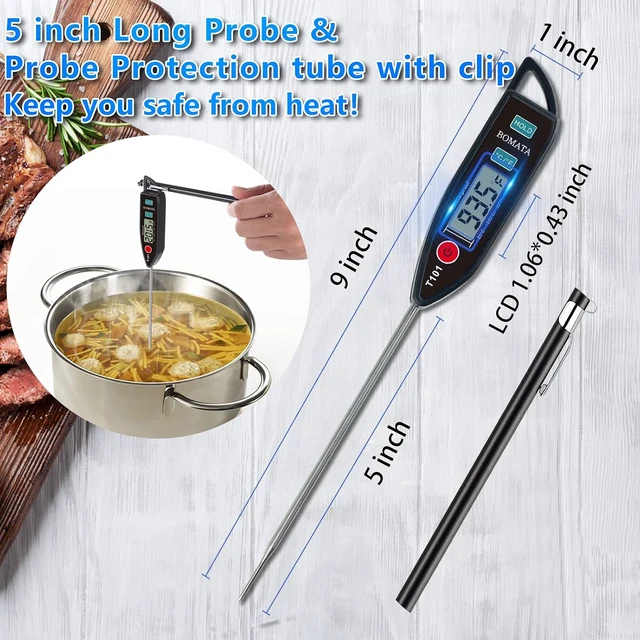 Alt view image 6 of 7 - BOMATA Digital Water Thermometer for Liquid, Meat, Cooking, IPX7 Waterproof