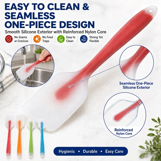 Alt view image 7 of 7 - HiramWare Silicone Spatula Set of 4, Heat Resistant, Food Grade