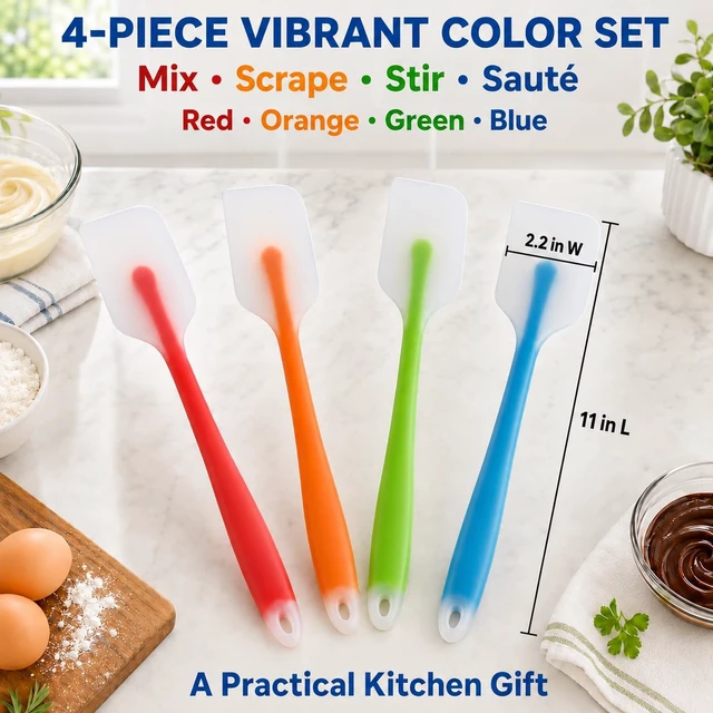 Alt view image 6 of 7 - HiramWare Silicone Spatula Set of 4, Heat Resistant, Food Grade