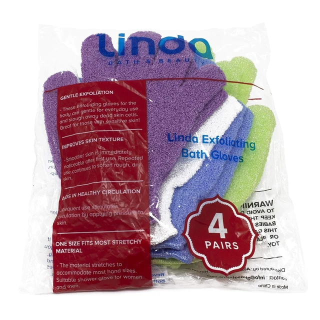 Alt view image 7 of 7 - Linda Exfoliating Bath Gloves, Pack of 4