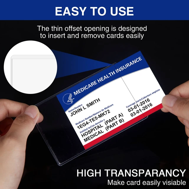 Alt view image 4 of 7 - Fabmaker New Medicare Card Protector, 6 Pack Plastic Card Holder for Wallet Single 12 Mil Business Card Sleeve Waterproof Cards Plastic Protector for Credit Card Business Card Social Security Card