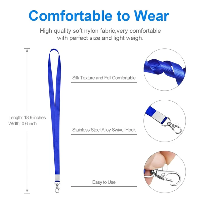 Alt view image 6 of 7 - Mcyye 5 PCS Neck Badge Lanyards with Clip for Keys & ID, 5 Colors