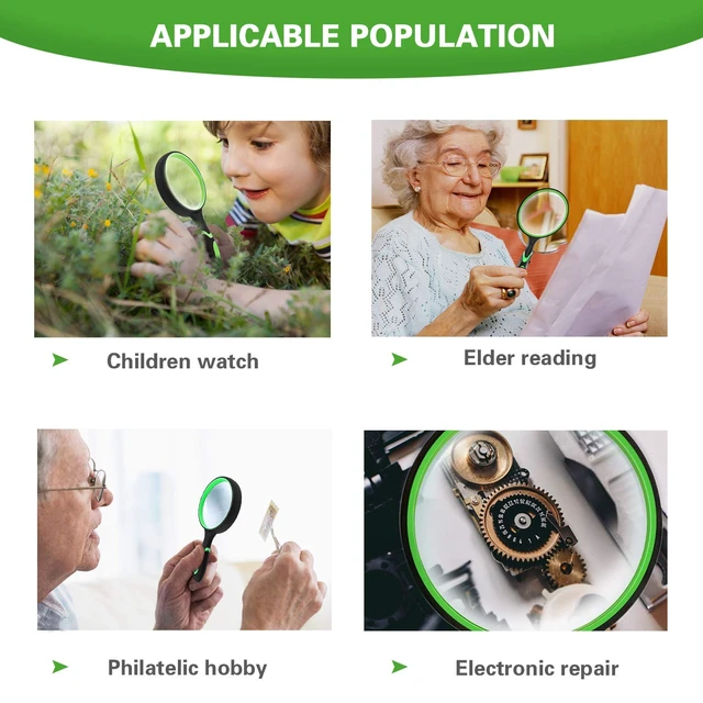 Alt view image 4 of 7 - Celosia Handheld Magnifying Glass for Seniors & Kids 75mm, 10X