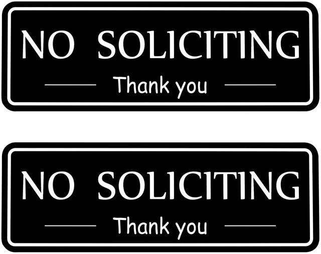 Main image of MOWPOG 2 Pack No Soliciting Sign Sticker for House Front Door, Black/White