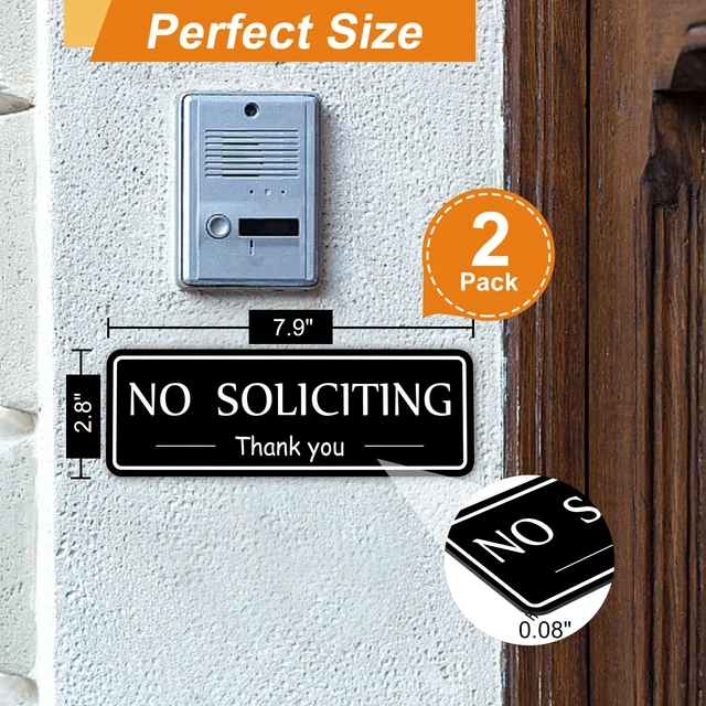 Alt view image 4 of 6 - MOWPOG 2 Pack No Soliciting Sign Sticker for House Front Door, Black/White
