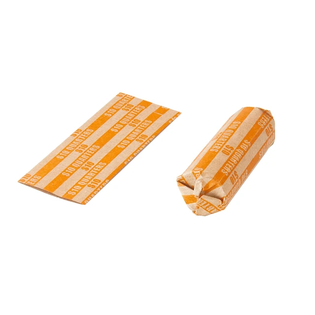 Alt view image 3 of 6 - LLIKED 105 PCS Striped Flat Coin Wrappers Quarters Rolls, Orange
